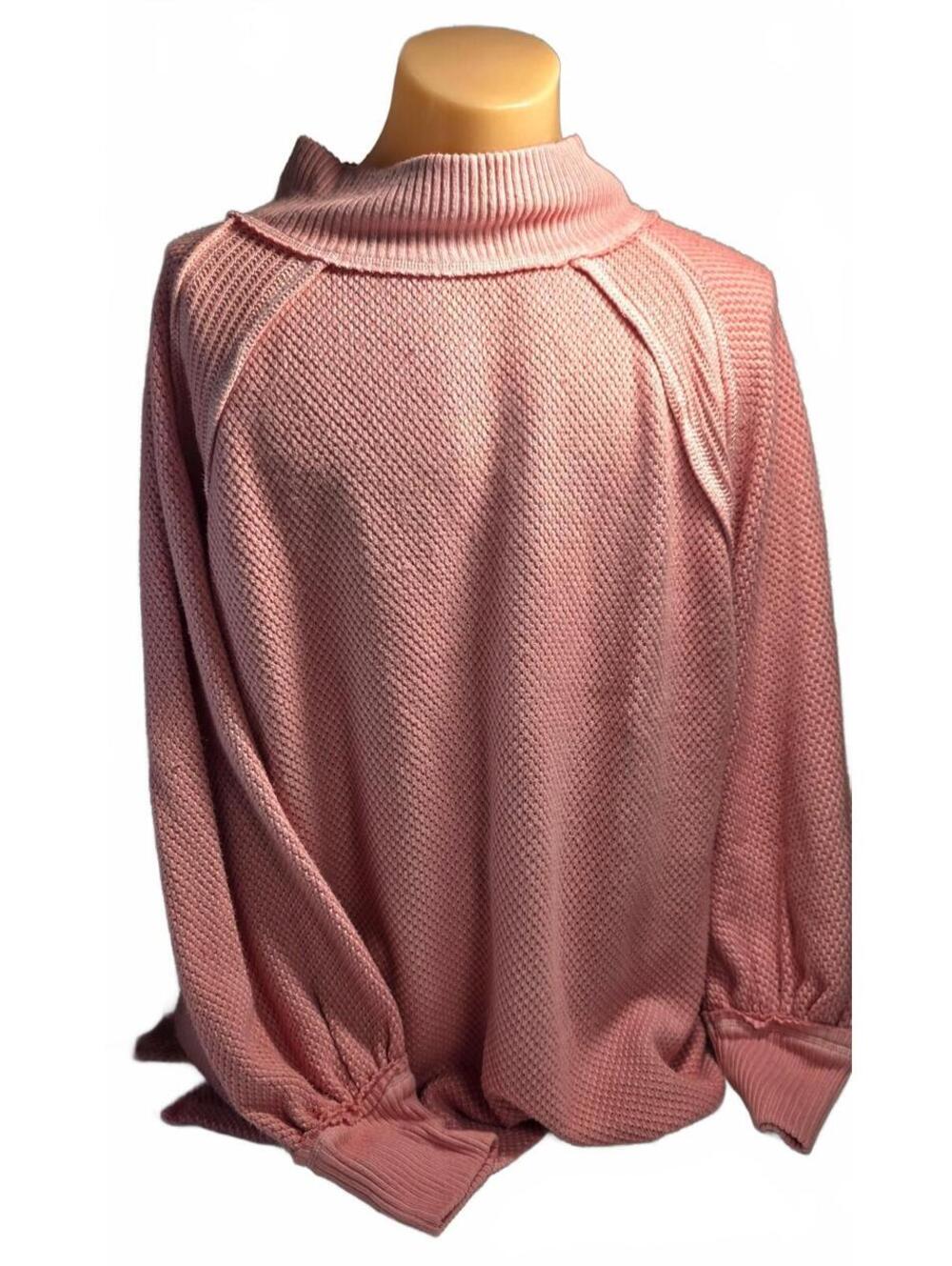 We The Free Cozy Salmon Colored Knit Pullover Sweater Large